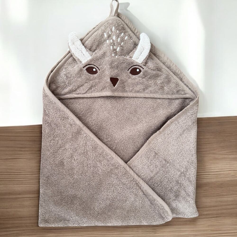 IKEA TROLLDOM Hooded Cotton Bath Towel Brown Deer 32" x 32"